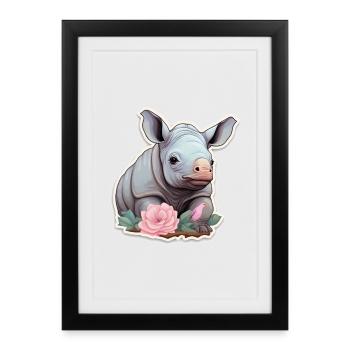 Petite chemise rose à fleurs Baby Rhino - Affiche encadrée (27 × 37 cm) - noir - Devant