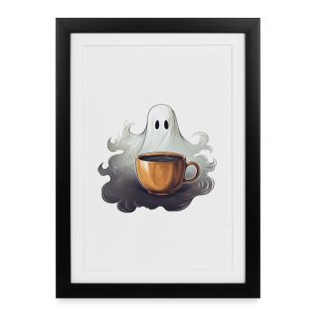 Giant Coffee With Ghost Halloween Shirt - Framed poster (27 × 37 cm) - black - Front