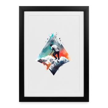 Adventurers on the Geometric Mountain Range - Framed poster (27 × 37 cm) - black - Front