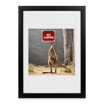 NoJumping - Kangaroo MEME - Gerahmtes Poster (27 × 37 cm) - Schwarz - Vorne