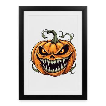 Creepy pumpkin with an evil grin - Framed poster (27 × 37 cm) - black - Front