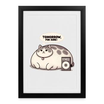 Fitness grouch cat - Framed poster (27 × 37 cm) - black - Front