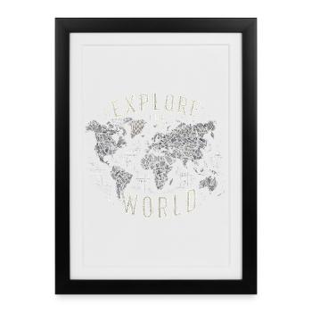 Explore the World - Framed poster (27 × 37 cm) - black - Front