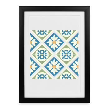 Tuiles Andalouses 13 - Affiche encadrée (27 × 37 cm) - noir - Devant