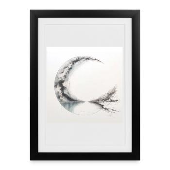 Drawing poster of a surreal landscape - Framed poster (27 × 37 cm) - black - Front