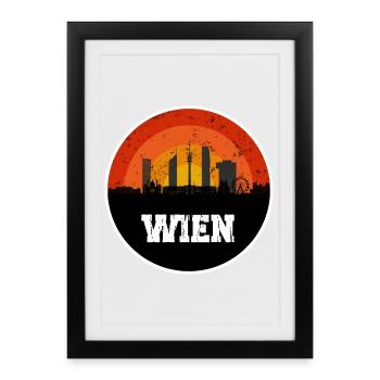 Wien Original Skyline - Gerahmtes Poster (27 × 37 cm) - Schwarz - Vorne