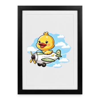 Cute Duck Aviator Design - Framed poster (27 × 37 cm) - black - Front