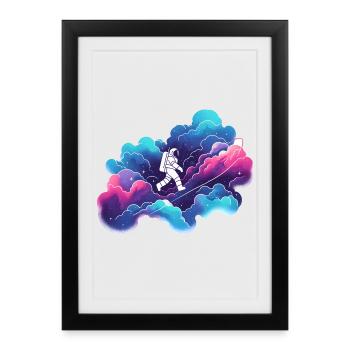 Astronaut in the Colorful Nebula: Space Hike - Framed poster (27 × 37 cm) - black - Front