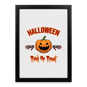 Halloween Pumpkin Trick or treat - Framed poster (27 × 37 cm) - black - Front