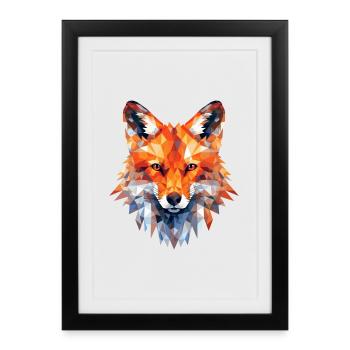 Fox, Polygon, Foxes, Forest, Arctic Fox, Animal - Framed poster (27 × 37 cm) - black - Front
