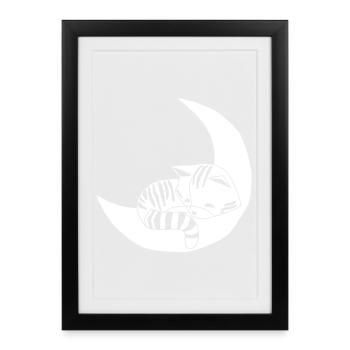 Chaton lunatique - Affiche encadrée (27 × 37 cm) - noir - Devant