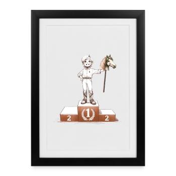 Hobby Horsing Siegerpodest - Gerahmtes Poster (27 × 37 cm) - Schwarz - Vorne