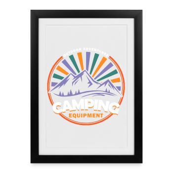 Outdoor Adventures - Camping Equipment - Framed poster (27 × 37 cm) - black - Front