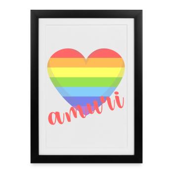 t-shirt amuri gay lgbt coeur amour amour Liebe amor - Affiche encadrée (27 × 37 cm) - noir - Devant