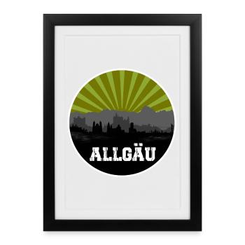 Allgäu Retro Skyline - Framed poster (27 × 37 cm) - black - Front