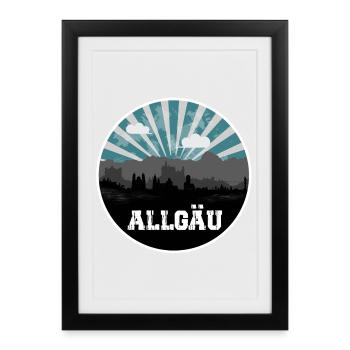 Ligne d’horizon de l’heure bleue de l’Allgäu - Affiche encadrée (27 × 37 cm) - noir - Devant