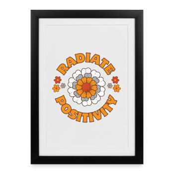 Rayonner de positivité style floral rétro - Affiche encadrée (27 × 37 cm) - noir - Devant