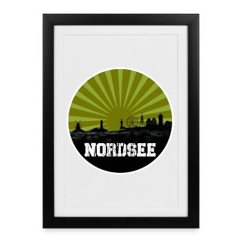North Sea Retro Line - Framed poster (27 × 37 cm) - black - Front