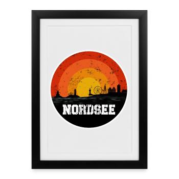 Ligne d’horizon originale de la mer du Nord - Affiche encadrée (27 × 37 cm) - noir - Devant