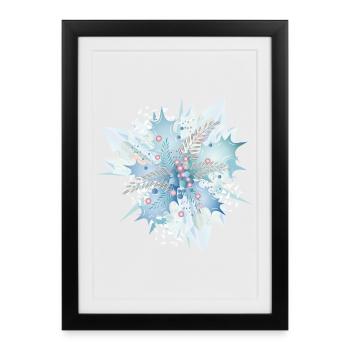 bluish holly branch with crystals - Framed poster (27 × 37 cm) - black - Front