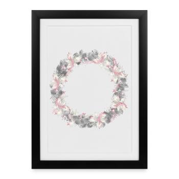 silver-coloured wreath of eucalyptus and holly - Framed poster (27 × 37 cm) - black - Front