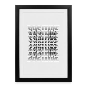 Positive Mindset Typo Mirror - Framed poster (27 × 37 cm) - black - Front