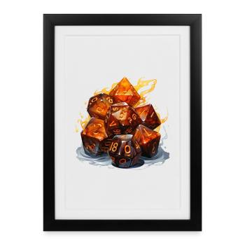 W20 Feuer Und Eis Fantasy RPG Shirt - Framed poster (27 × 37 cm) - black - Front