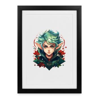 Elven Portrait with Long Ears Fantasy Shirt - Framed poster (27 × 37 cm) - black - Front