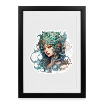 Magnifique t-shirt fantasy RPG des elfes des bois - Affiche encadrée (27 × 37 cm) - noir - Devant