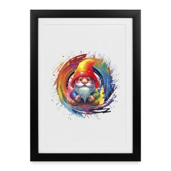 Magicien Nain de Noël Coloré - Affiche encadrée (27 × 37 cm) - noir - Devant