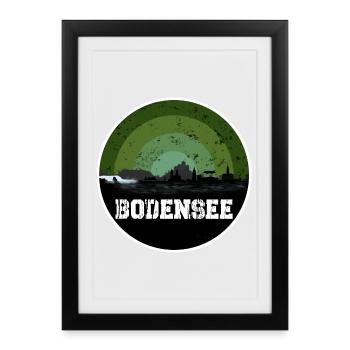 Lake Constance Original Skyline - Framed poster (27 × 37 cm) - black - Front