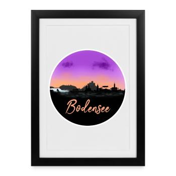 Lake Constance Fineline Skyline - Framed poster (27 × 37 cm) - black - Front
