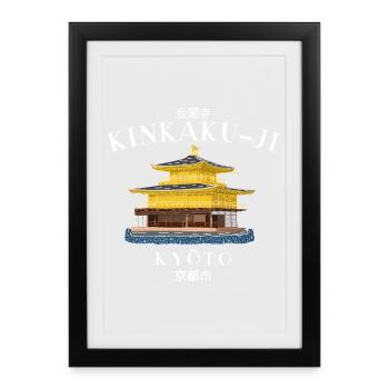 Kyoto, Kinkaku-ji, Pavillon d’Or, Temple du Japon - Affiche encadrée (27 × 37 cm) - noir - Devant