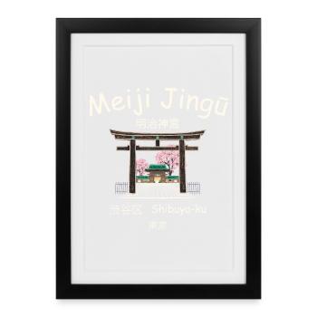 Tokyo Shibuya, Shinto Shrine Meiji Jingu, Japan, - Framed poster (27 × 37 cm) - black - Front