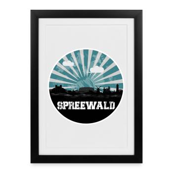 Spreewald Blue Hour Skyline - Framed poster (27 × 37 cm) - black - Front