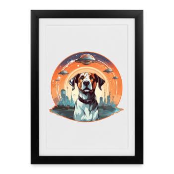 Dog with UFOs Dog Lovers Dogs - Framed poster (27 × 37 cm) - black - Front