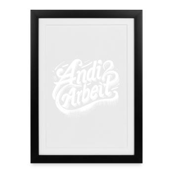 Andi Arbeit! Wortspiel Andreas, Andrea, Andi, Andy - Gerahmtes Poster (27 × 37 cm) - Schwarz - Vorne
