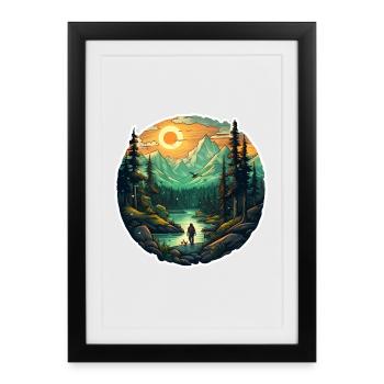 Cool Hiker Motif - Hiking in the Mountains - Framed poster (27 × 37 cm) - black - Front