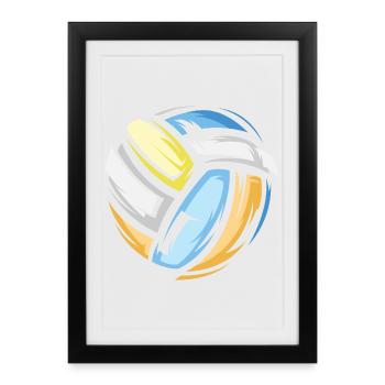 volley-ball icône 3D couleurs colorées beach-volley - Affiche encadrée (27 × 37 cm) - noir - Devant