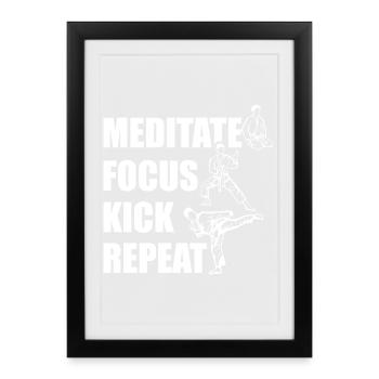 Meditating, Focusing, Kicking - Framed poster (27 × 37 cm) - black - Front