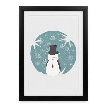 beautiful snowman & stars for Christmas - Framed poster (27 × 37 cm) - black - Front