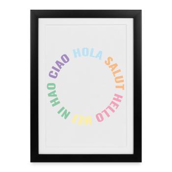 Pastel Global Greetings Circle - Framed poster (27 × 37 cm) - black - Front