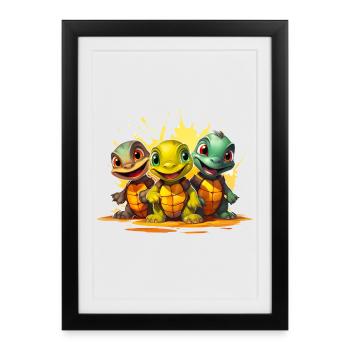 Escouade de bébés tortues - Affiche encadrée (27 × 37 cm) - noir - Devant