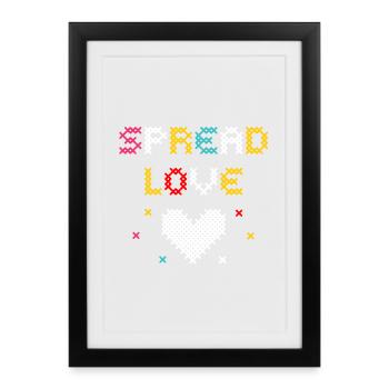 Love Pixel Heart Creative Design - Framed poster (27 × 37 cm) - black - Front
