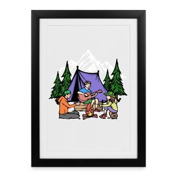 Camping Nature Campsite Camping Chilling Mountains - Framed poster (27 × 37 cm) - black - Front