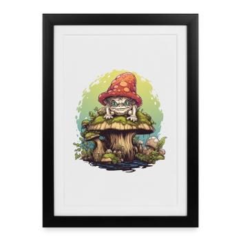 Créature champignon coquine sur un t-shirt fantasme forêt de champignons - Affiche encadrée (27 × 37 cm) - noir - Devant