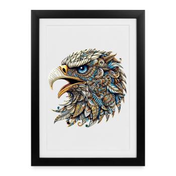 Aigle décoré de Mandalas - Affiche encadrée (27 × 37 cm) - noir - Devant