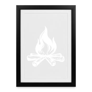 Campfire Camping Hikers Holidays Camping Nature - Framed poster (27 × 37 cm) - black - Front