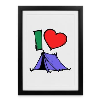 Camping Statement Hiker Heart Wanderlust Tents - Framed poster (27 × 37 cm) - black - Front