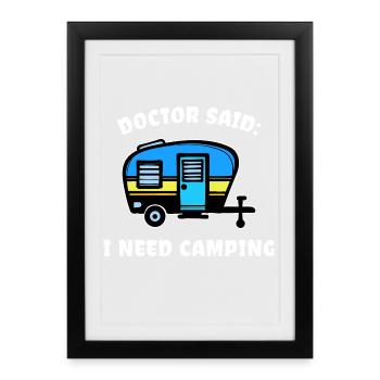 Déclaration de vacances Caravane Camping Randonneur - Affiche encadrée (27 × 37 cm) - noir - Devant